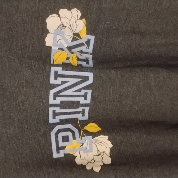 VS PINK Dark Gray Floral Logo Tee Size XL - Picture 2 of 4